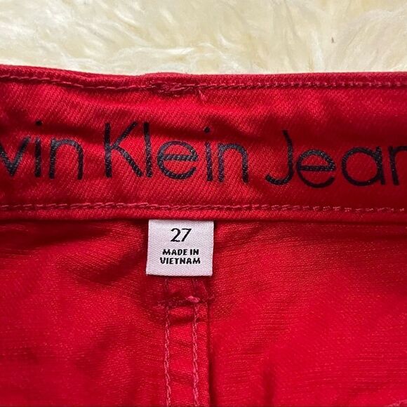Y2K Style CK Calvin Klein Tango Red Denim Mini Skirt 27 - Picture 6 of 6